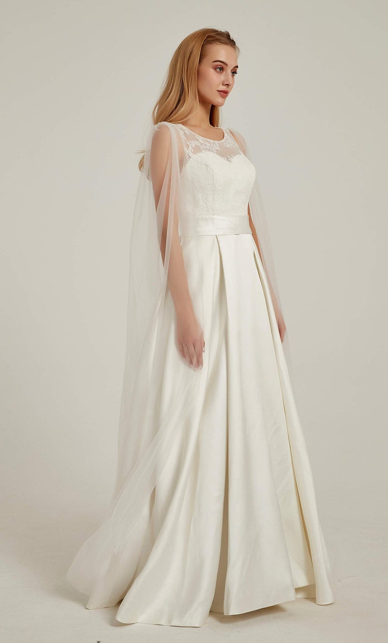 Leimandy Shoulder Cape Veil Tulle Church Bridal Cape Veil Chapel Wedding Engagement Ceremony B018 (Ivory) - Image 4